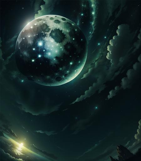 00237-2050285532-no humans,full moon, green moon,scenery, sky, star (sky), planet, space, starry sky, cloud, outdoors _lora_GreenMoon_0.5_.png